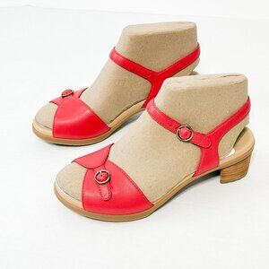 DANSKO NWB Sz 37 Red/Poppy Nappa Leather Tessie Comfort Sandals